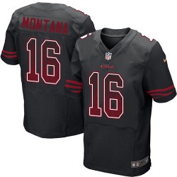 Elite Men's Joe Montana Black Alternate Jersey - #16 Football San Francisco 49ers Drift Fashion