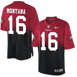 Elite Men's Joe Montana Red/Black Jersey - #16 Football San Francisco 49ers Fadeaway