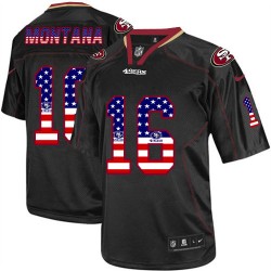 Elite Men's Joe Montana Black Jersey - #16 Football San Francisco 49ers USA Flag Fashion