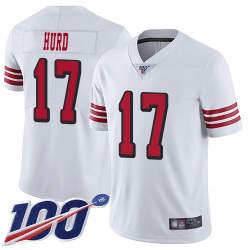 Limited Men's Jalen Hurd White Jersey - #17 Football San Francisco 49ers 100th Season Rush Vapor Untouchable
