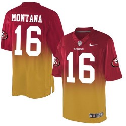 Elite Men's Joe Montana Red/Gold Jersey - #16 Football San Francisco 49ers Fadeaway