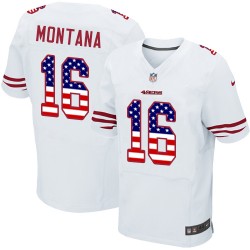 Elite Men's Joe Montana White Road Jersey - #16 Football San Francisco 49ers USA Flag Fashion