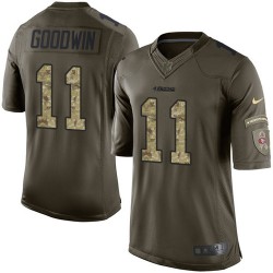 Elite Men's Marquise Goodwin Green Jersey - #11 Football San Francisco 49ers Salute to Service