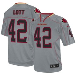 Elite Men's Ronnie Lott Lights Out Grey Jersey - #42 Football San Francisco 49ers
