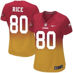 Elite Women's Jerry Rice Red/Gold Jersey - #80 Football San Francisco 49ers Fadeaway