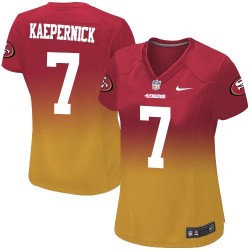 Elite Women's Colin Kaepernick Red/Gold Jersey - #7 Football San Francisco 49ers Fadeaway