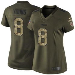 Elite Women's Steve Young Green Jersey - #8 Football San Francisco 49ers Salute to Service