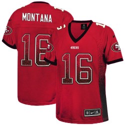 Elite Women's Joe Montana Red Jersey - #16 Football San Francisco 49ers Drift Fashion