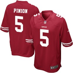 Game Men's Bradley Pinion Red Home Jersey - #5 Football San Francisco 49ers