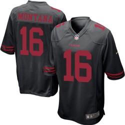 Game Men's Joe Montana Black Alternate Jersey - #16 Football San Francisco 49ers