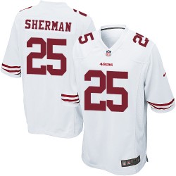 Game Men's Richard Sherman White Road Jersey - #25 Football San Francisco 49ers