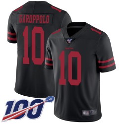 Limited Men's Jimmy Garoppolo Black Alternate Jersey - #10 Football San Francisco 49ers 100th Season Vapor Untouchable