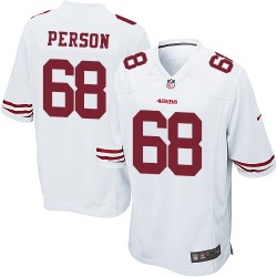 Game Men's Mike Person White Road Jersey - #68 Football San Francisco 49ers