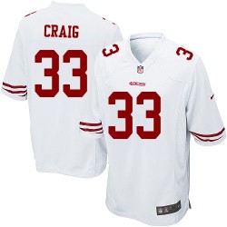 Game Men's Roger Craig White Road Jersey - #33 Football San Francisco 49ers