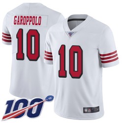 Limited Men's Jimmy Garoppolo White Jersey - #10 Football San Francisco 49ers 100th Season Rush Vapor Untouchable