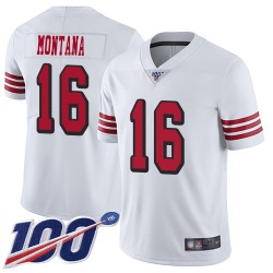 Limited Men's Joe Montana White Jersey - #16 Football San Francisco 49ers 100th Season Rush Vapor Untouchable
