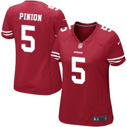 Game Women's Bradley Pinion Red Home Jersey - #5 Football San Francisco 49ers
