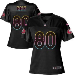 Game Women's Jerry Rice Black Jersey - #80 Football San Francisco 49ers Fashion