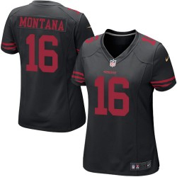 Game Women's Joe Montana Black Alternate Jersey - #16 Football San Francisco 49ers