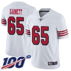 Limited Men's Joshua Garnett White Jersey - #65 Football San Francisco 49ers 100th Season Rush Vapor Untouchable
