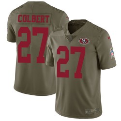 Limited Men's Adrian Colbert Olive Jersey - #27 Football San Francisco 49ers 2017 Salute to Service