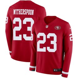 Limited Men's Ahkello Witherspoon Red Jersey - #23 Football San Francisco 49ers Therma Long Sleeve