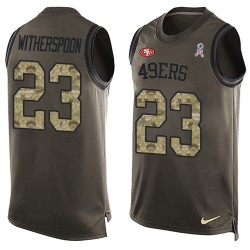Limited Men's Ahkello Witherspoon Green Jersey - #23 Football San Francisco 49ers Salute to Service Tank Top