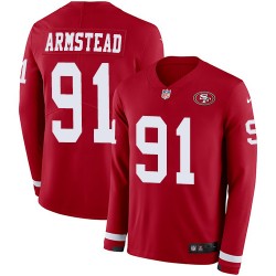 Limited Men's Arik Armstead Red Jersey - #91 Football San Francisco 49ers Therma Long Sleeve
