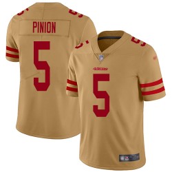 Limited Men's Bradley Pinion Gold Jersey - #5 Football San Francisco 49ers Inverted Legend