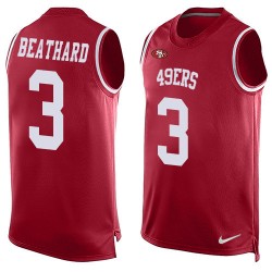 Limited Men's C. J. Beathard Red Jersey - #3 Football San Francisco 49ers Player Name & Number Tank Top