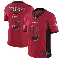 Limited Men's C. J. Beathard Red Jersey - #3 Football San Francisco 49ers Rush Drift Fashion