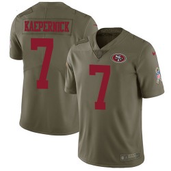 Limited Men's Colin Kaepernick Olive Jersey - #7 Football San Francisco 49ers 2017 Salute to Service