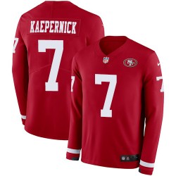 Limited Men's Colin Kaepernick Red Jersey - #7 Football San Francisco 49ers Therma Long Sleeve