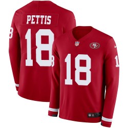 Limited Men's Dante Pettis Red Jersey - #18 Football San Francisco 49ers Therma Long Sleeve