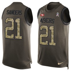 Limited Men's Deion Sanders Green Jersey - #21 Football San Francisco 49ers Salute to Service Tank Top