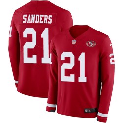 Limited Men's Deion Sanders Red Jersey - #21 Football San Francisco 49ers Therma Long Sleeve