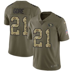 Limited Men's Frank Gore Olive/Camo Jersey - #21 Football San Francisco 49ers 2017 Salute to Service