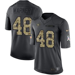 Limited Men's Fred Warner Black Jersey - #54 Football San Francisco 49ers 2016 Salute to Service