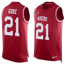 Limited Men's Frank Gore Red Jersey - #21 Football San Francisco 49ers Player Name & Number Tank Top