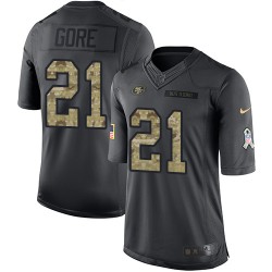 Limited Men's Frank Gore Black Jersey - #21 Football San Francisco 49ers 2016 Salute to Service