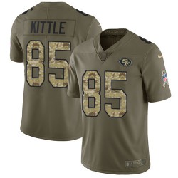 Limited Men's George Kittle Olive/Camo Jersey - #85 Football San Francisco 49ers 2017 Salute to Service