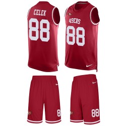Limited Men's Garrett Celek Red Jersey - #88 Football San Francisco 49ers Tank Top Suit