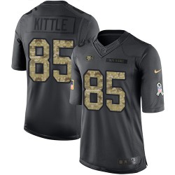 Limited Men's George Kittle Black Jersey - #85 Football San Francisco 49ers 2016 Salute to Service