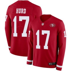 Limited Men's Jalen Hurd Red Jersey - #17 Football San Francisco 49ers Therma Long Sleeve