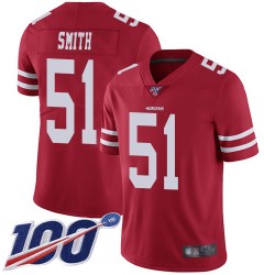 Limited Men's Malcolm Smith Red Home Jersey - #51 Football San Francisco 49ers 100th Season Vapor Untouchable