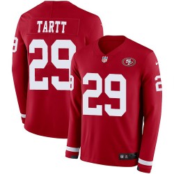 Limited Men's Jaquiski Tartt Red Jersey - #29 Football San Francisco 49ers Therma Long Sleeve