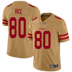 Limited Men's Jerry Rice Gold Jersey - #80 Football San Francisco 49ers Inverted Legend
