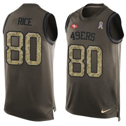 Limited Men's Jerry Rice Green Jersey - #80 Football San Francisco 49ers Salute to Service Tank Top