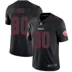 Limited Men's Jerry Rice Black Jersey - #80 Football San Francisco 49ers Rush Impact