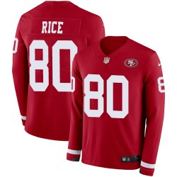 Limited Men's Jerry Rice Red Jersey - #80 Football San Francisco 49ers Therma Long Sleeve